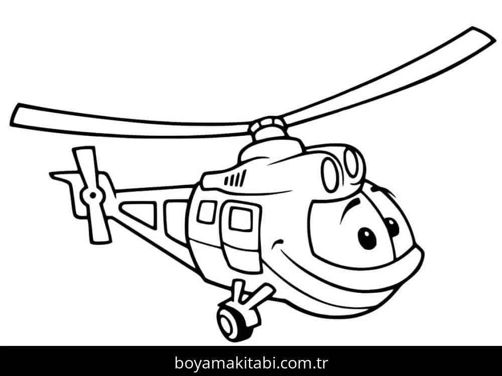 Helikopter boyama sayfası – kolay boyama, eğitici aktivite