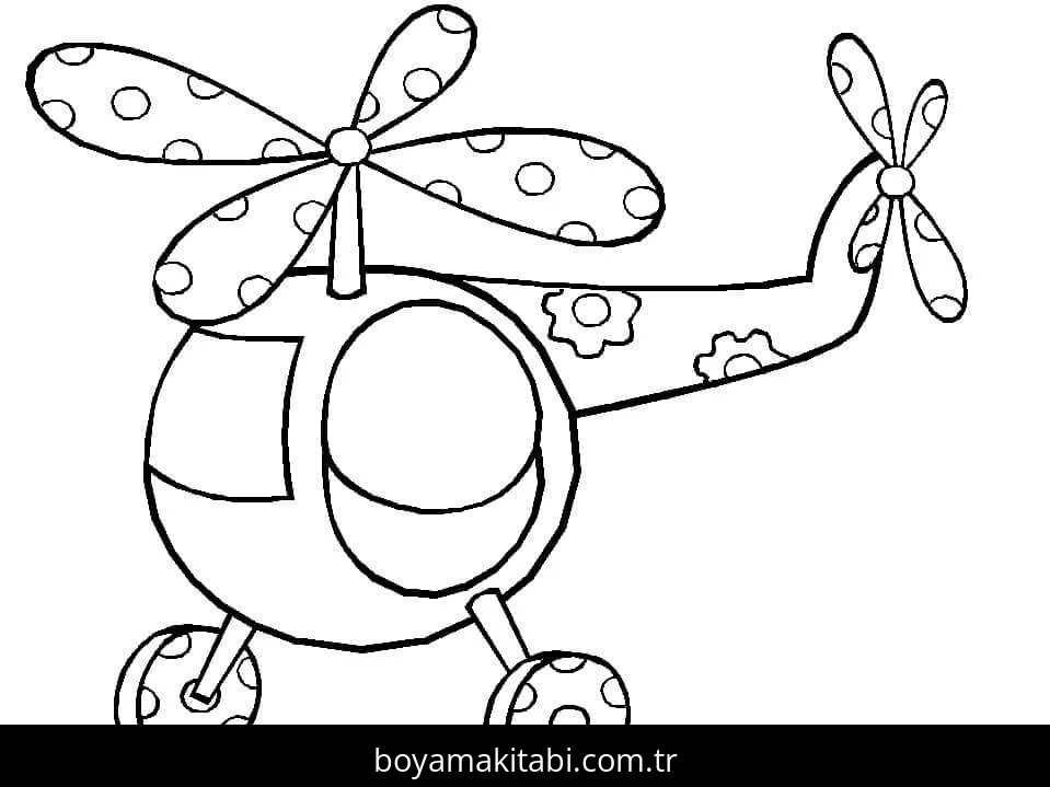 Helikopter boyama sayfası – boyama etkinliği, çocuk aktivitesi