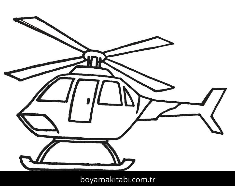 Helikopter boyama sayfası – çizgi film temalı, basit çizim
