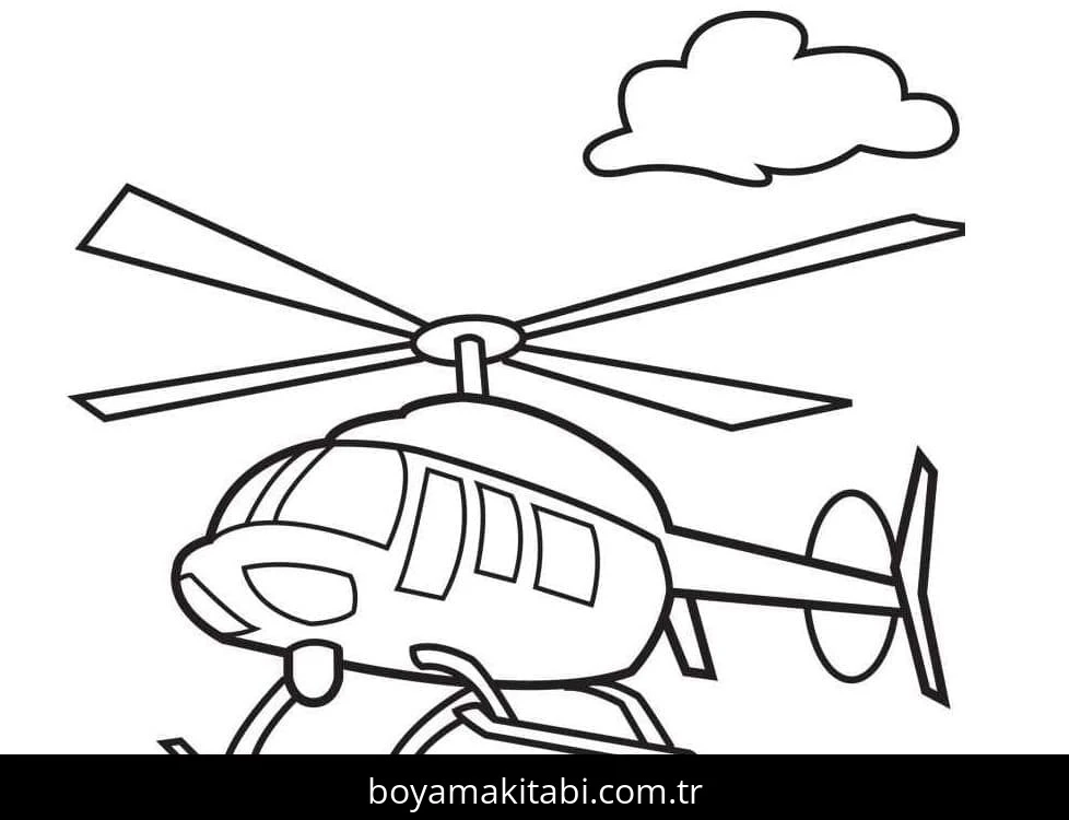 Helikopter boyama sayfası – el becerilerini geliştirir, boyama çalışması