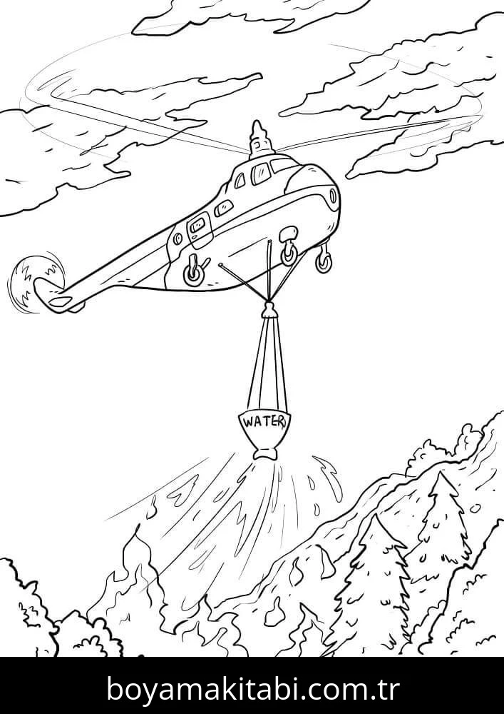 Helikopter boyama sayfası – evde etkinlik, ücretsiz yazdır