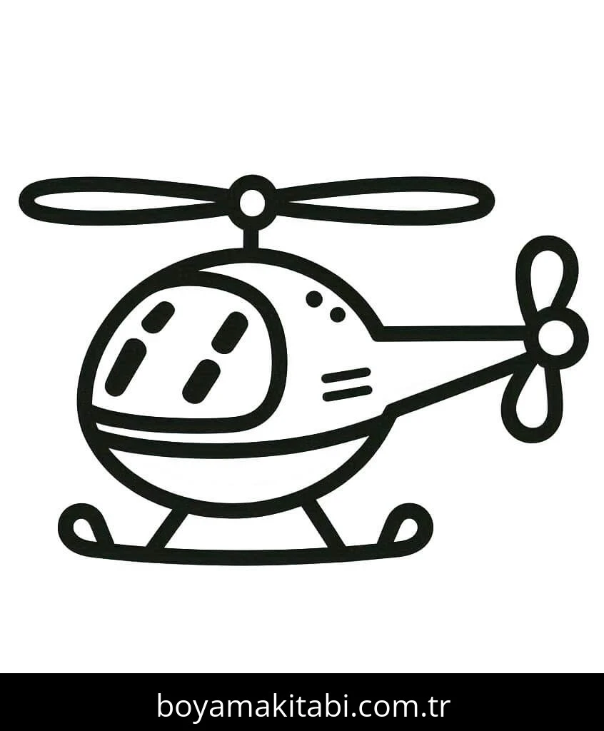 Helikopter boyama sayfası – renkli çizimler, okul öncesi