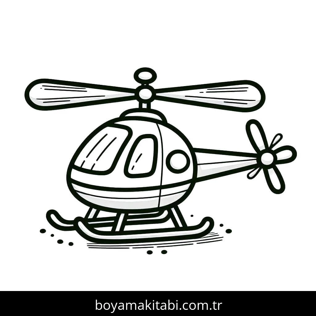 Helikopter boyama sayfası – PDF indir, sevimli karakter