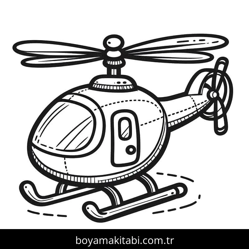 Helikopter boyama sayfası – çocuklar için, çizgi film temalı