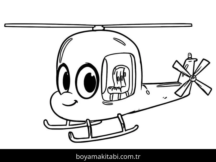 Helikopter boyama sayfası – kolay boyama, eğitici aktivite