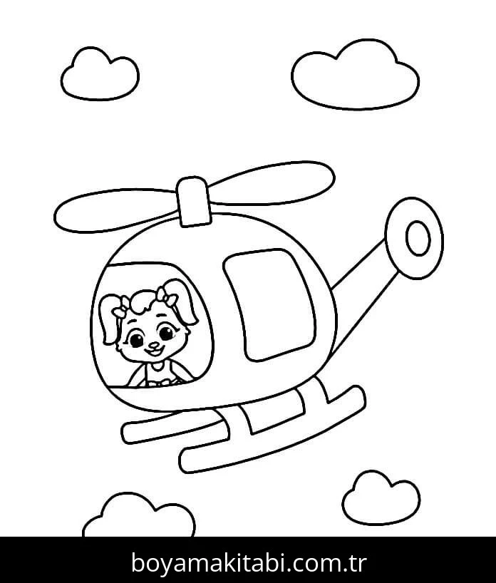 Helikopter boyama sayfası – eğlenceli etkinlik, el becerilerini geliştirir