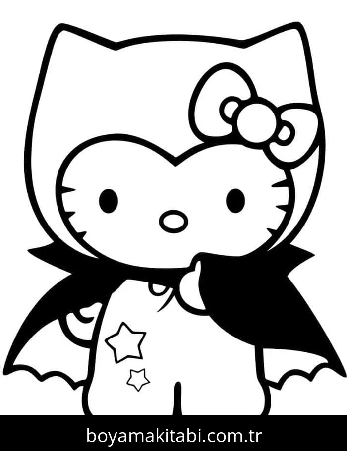 Hello Kitty boyama sayfası – çocuk aktivitesi, PDF indir