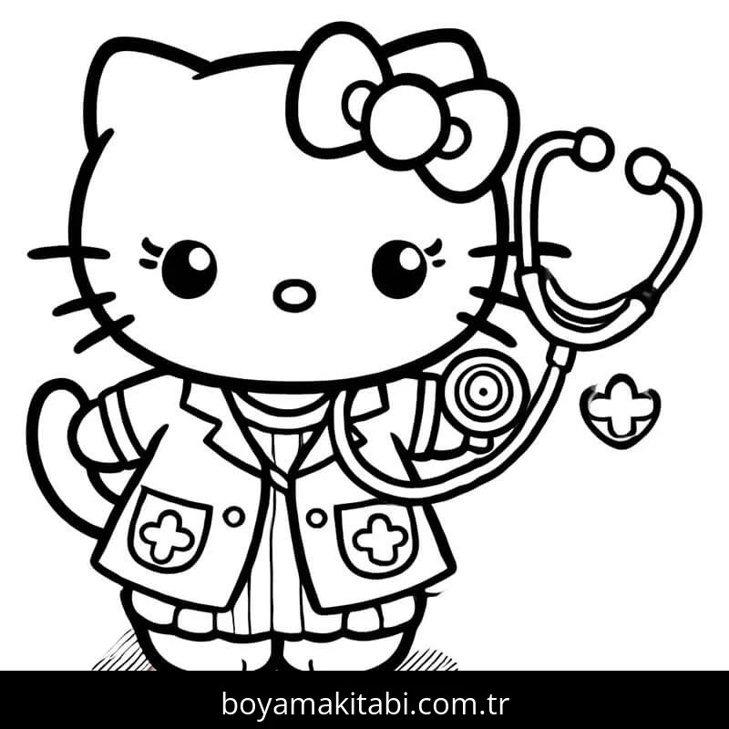 Hello Kitty boyama sayfası – boyama çalışması, yaratıcılığı geliştirir