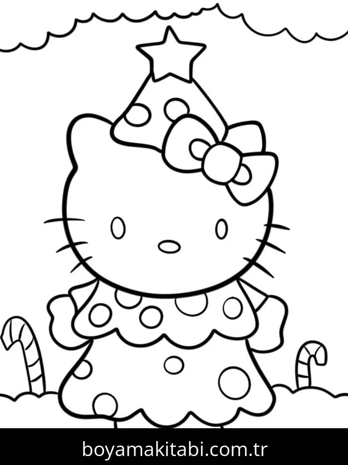 Hello Kitty boyama sayfası – renkli çizimler, okul öncesi