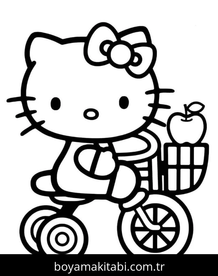 Hello Kitty boyama sayfası – çizgi film temalı, basit çizim