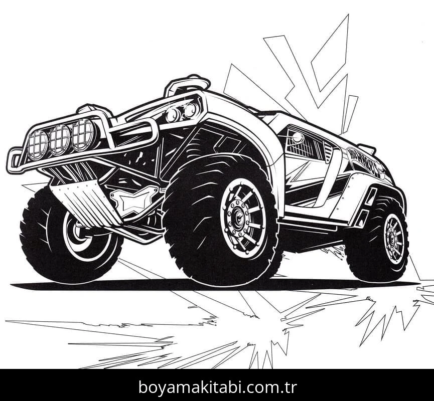 Hot Wheels boyama sayfası #73 – el becerilerini geliştirir, boyama çalışması
