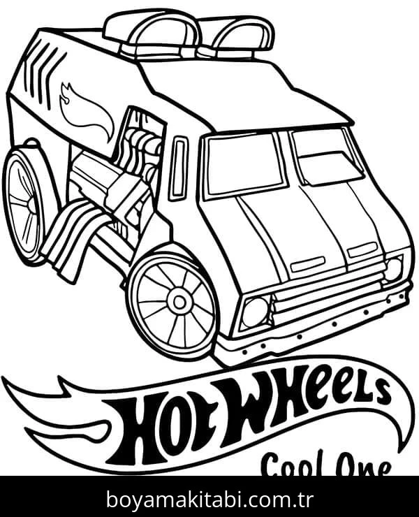 Hot Wheels boyama sayfası #81 – renkli çizimler, dikkat ve odaklanma geliştirir