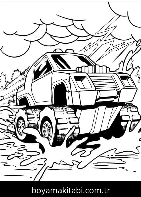 Hot Wheels boyama sayfası #96 – mürekkep tasarrufu sağlar, PDF indir