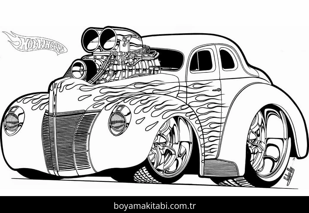 Hot Wheels boyama sayfası #104 – çocuklar için, çizgi film temalı