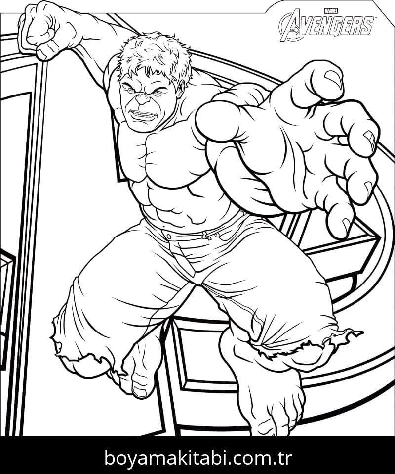 Hulk boyama sayfası – çocuk aktivitesi, PDF indir
