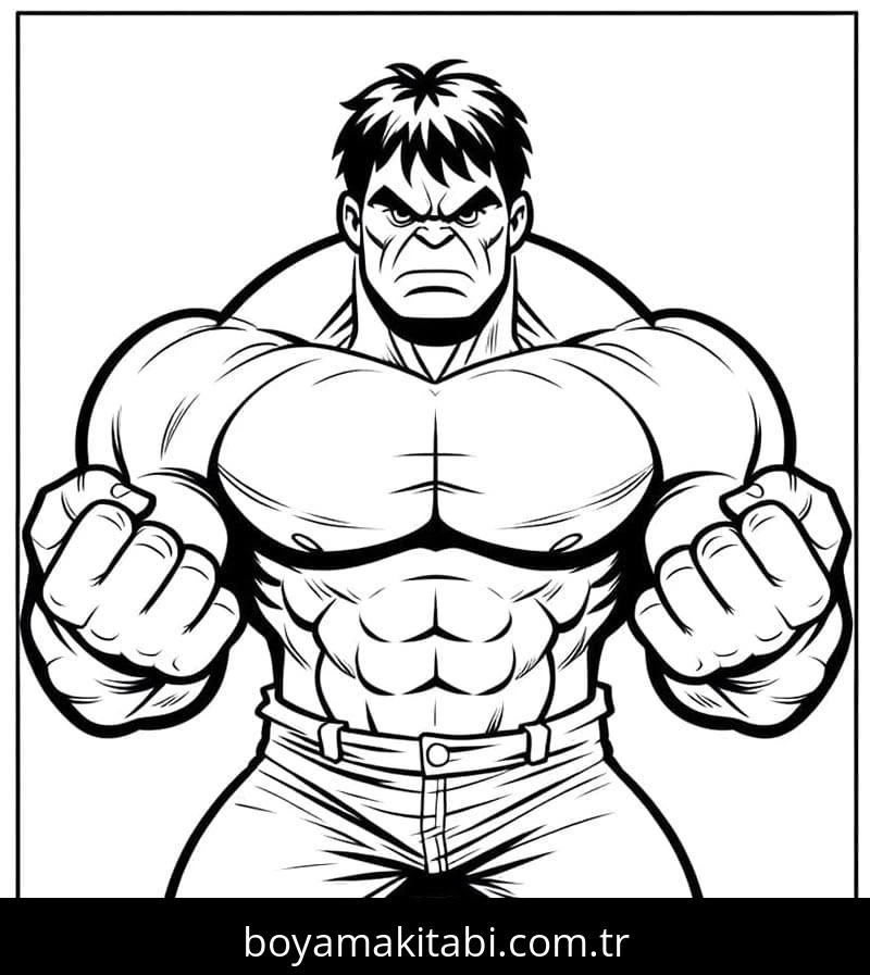 Hulk boyama sayfası – çizgi film temalı, basit çizim