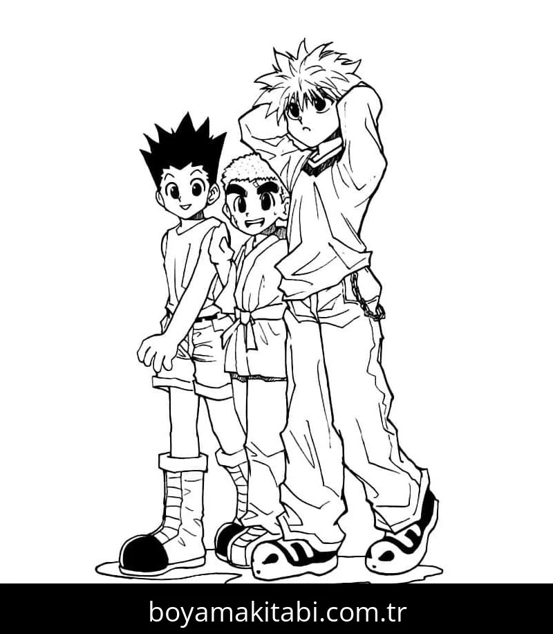 Hunter x Hunter boyama sayfası – boyama çalışması, yaratıcılığı geliştirir