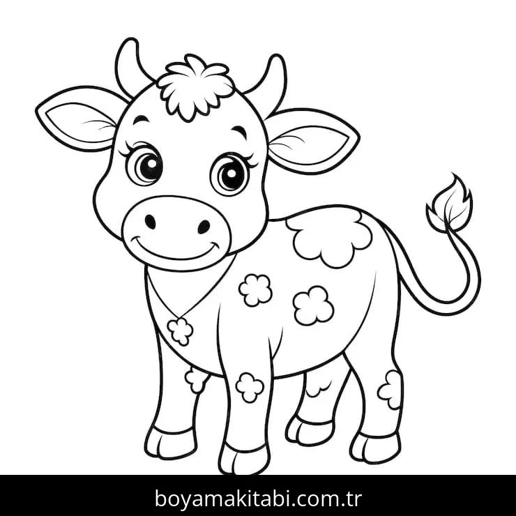 Inek boyama sayfası #84 – keyifli zaman, renkli çizimler