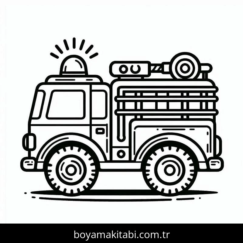 İtfaiye Kamyonu boyama sayfası – boyama çalışması, yaratıcılığı geliştirir