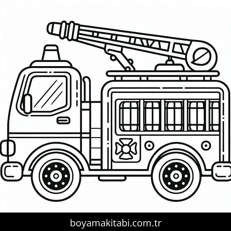 İtfaiye Kamyonu boyama sayfası – boyama etkinliği, çocuk aktivitesi