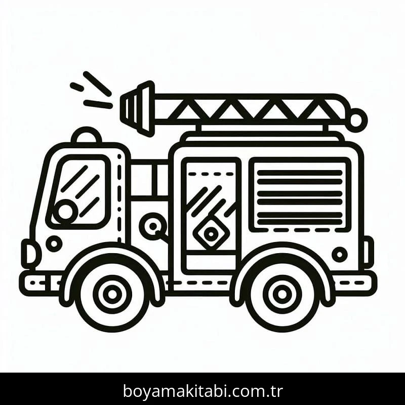 İtfaiye Kamyonu boyama sayfası – PDF indir, sevimli karakter