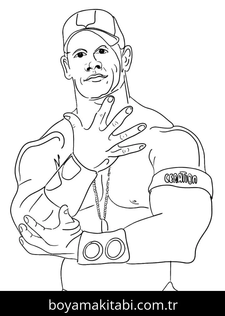 John Cena boyama sayfası – PDF indir, sevimli karakter
