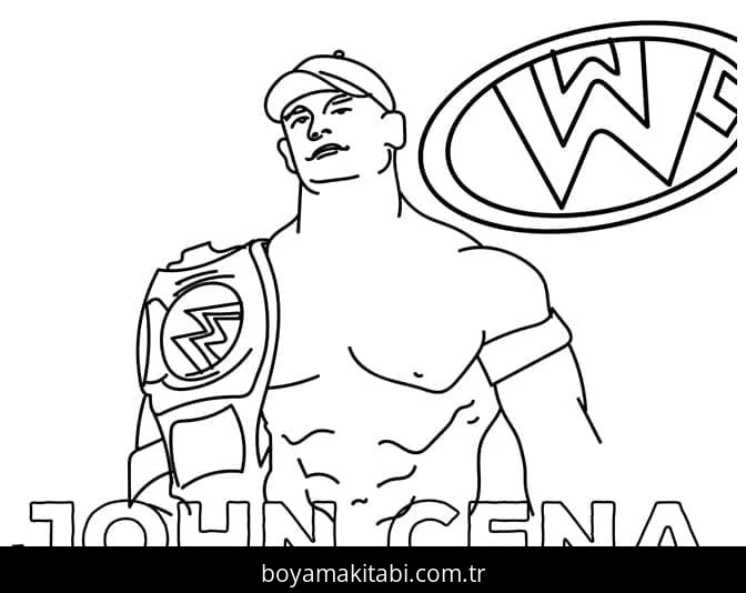 John Cena boyama sayfası – çizgi film temalı, basit çizim