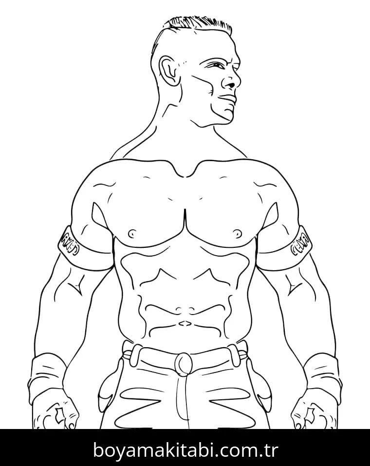 John Cena boyama sayfası – el becerilerini geliştirir, boyama çalışması