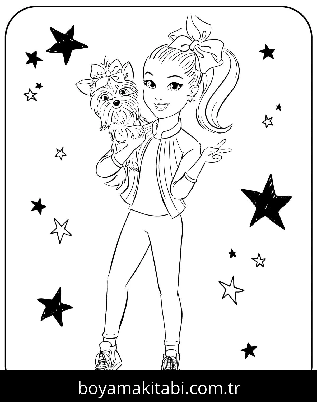 JoJo Siwa boyama sayfası – çocuklar için, çizgi film temalı