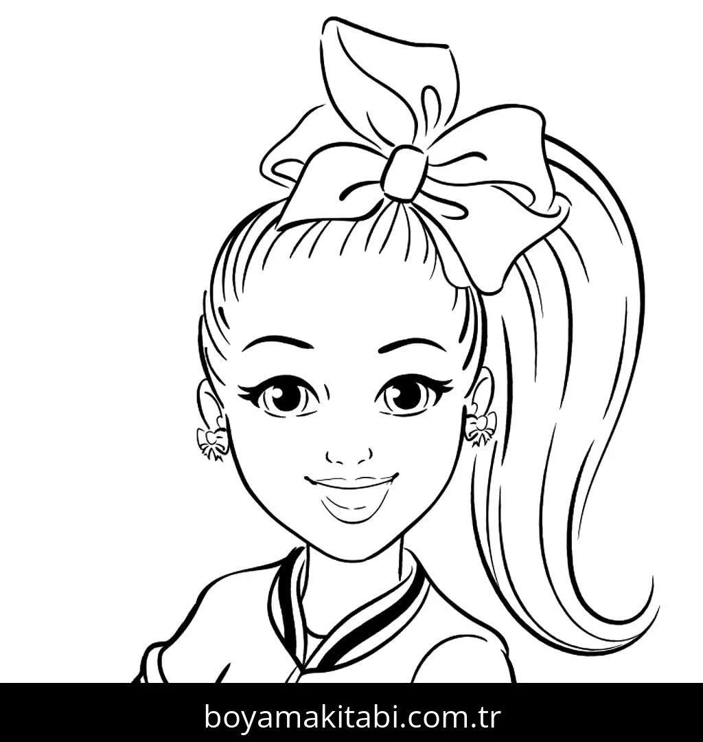 JoJo Siwa boyama sayfası – sevimli karakter, sanatsal çalışma