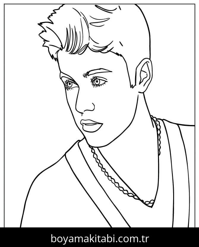 Justin Bieber boyama sayfası – sanatsal çalışma, çocuklar için