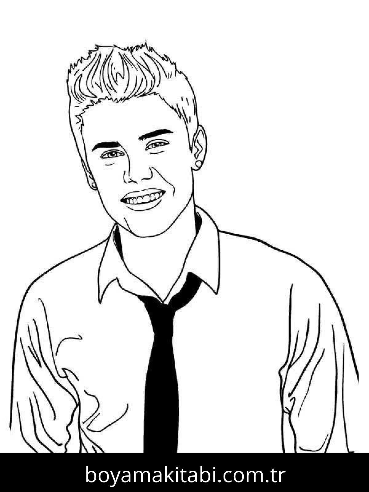 Justin Bieber boyama sayfası – renkli çizimler, okul öncesi