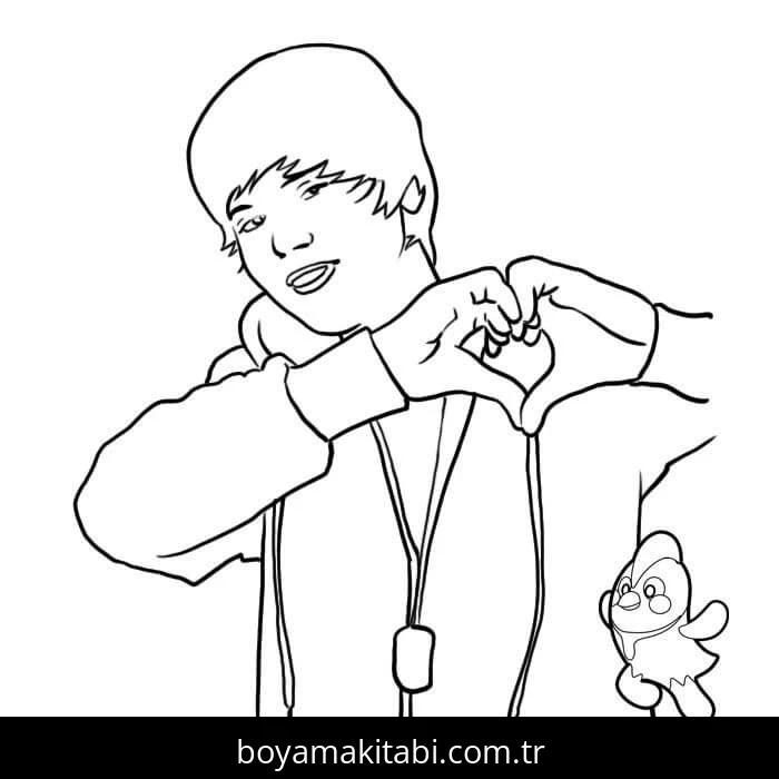Justin Bieber boyama sayfası – PDF indir, sevimli karakter