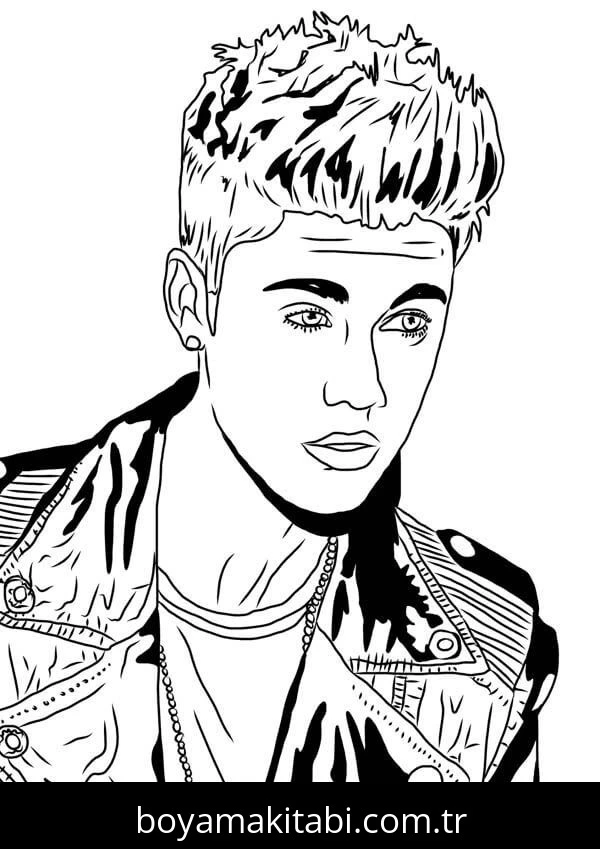 Justin Bieber boyama sayfası – boyama etkinliği, çocuk aktivitesi