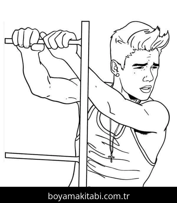 Justin Bieber boyama sayfası – sevimli karakter, sanatsal çalışma