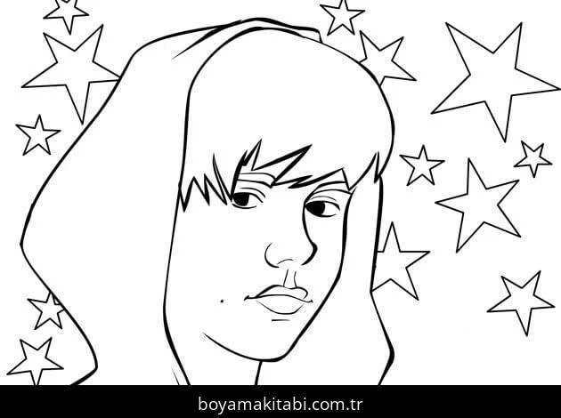 Justin Bieber boyama sayfası – eğitici aktivite, yaratıcılık