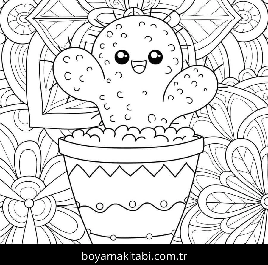 Kaktüs boyama sayfası #99 – kolay boyama, eğitici aktivite