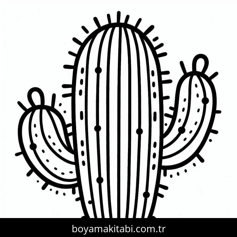 Kaktüs boyama sayfası #115 – renkli çizimler, dikkat ve odaklanma geliştirir