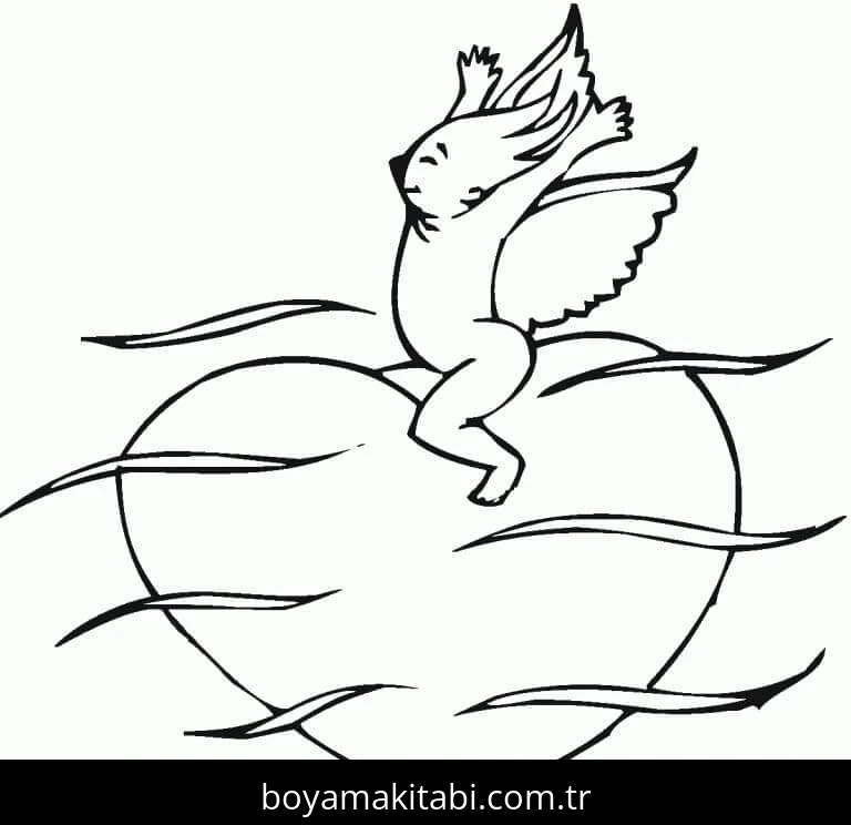 Kalp boyama sayfası – çocuklar için, çizgi film temalı