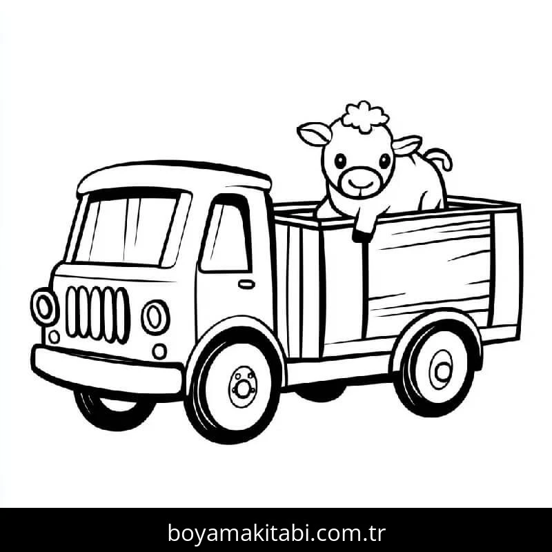 Kamyon boyama sayfası – boyama etkinliği, çocuk aktivitesi