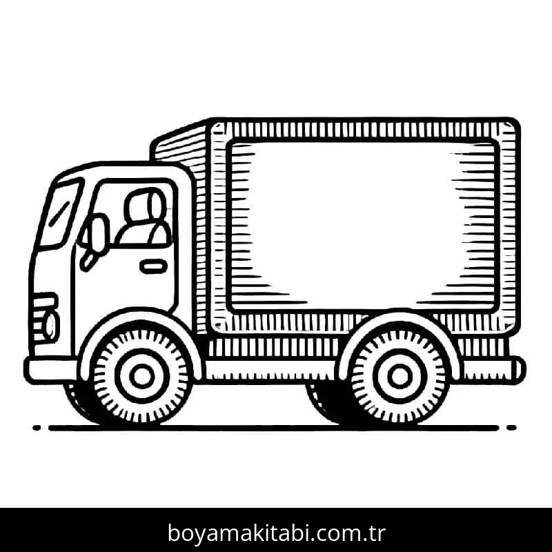 Kamyon boyama sayfası – çocuk aktivitesi, PDF indir
