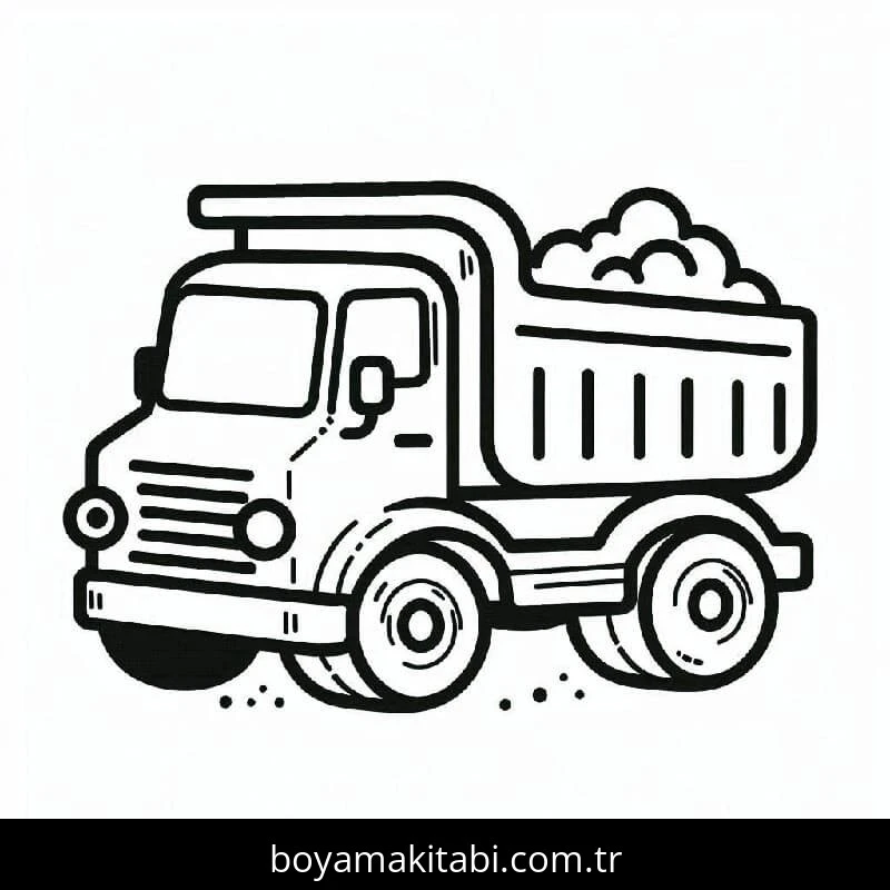 Kamyon boyama sayfası – sanatsal çalışma, çocuklar için