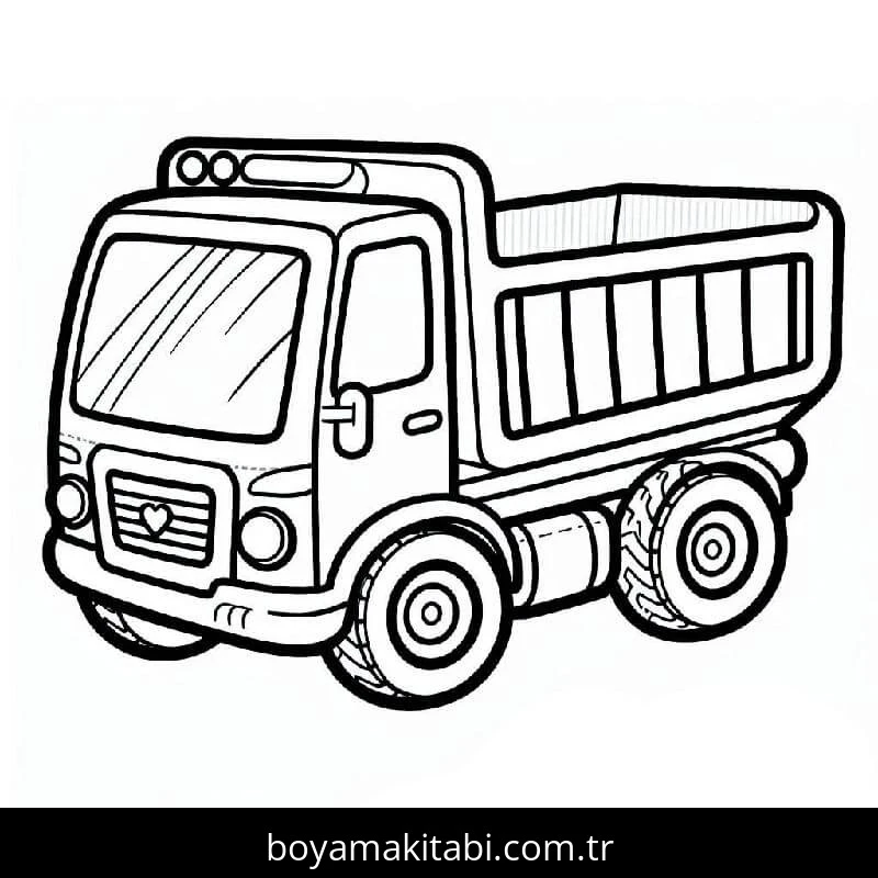 Kamyon boyama sayfası – renkli çizimler, okul öncesi