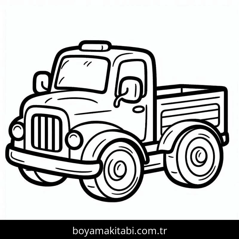 Kamyon boyama sayfası – kolay boyama, eğitici aktivite