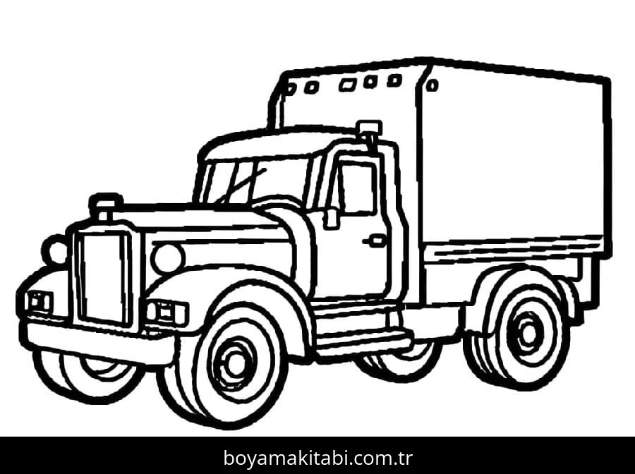 Kamyon boyama sayfası – keyifli zaman, renkli çizimler