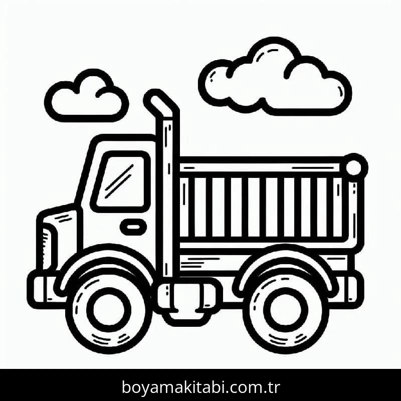 Kamyon boyama sayfası – çocuklar için, çizgi film temalı