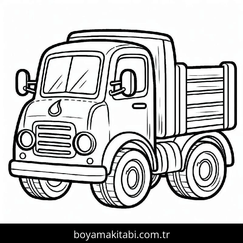 Kamyon boyama sayfası – kolay boyama, eğitici aktivite