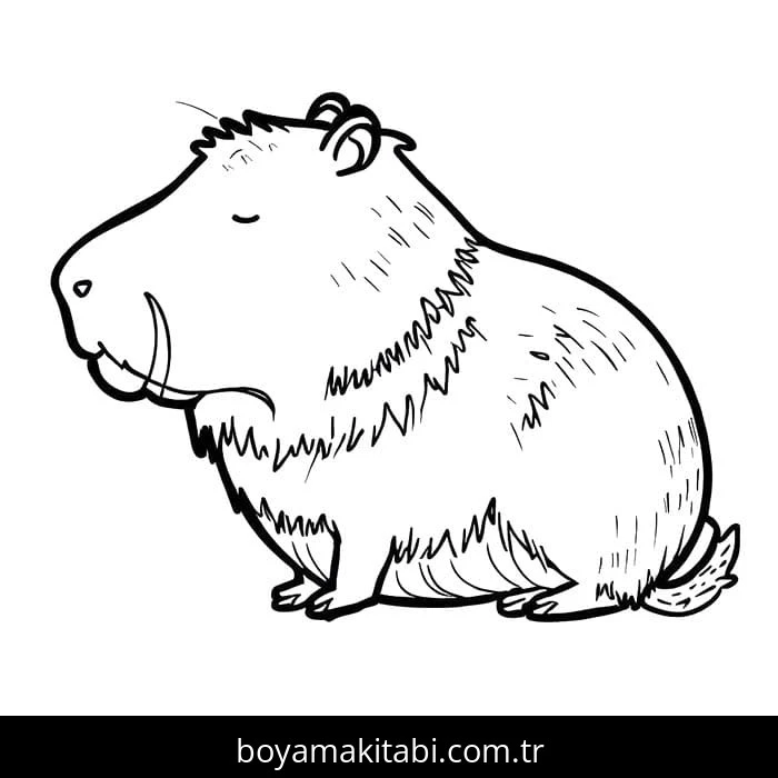 Kapibara boyama sayfası – boyama etkinliği, çocuk aktivitesi
