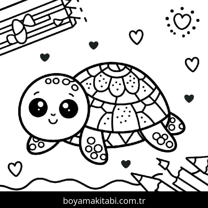 Kaplumbağa boyama sayfası – keyifli zaman, renkli çizimler