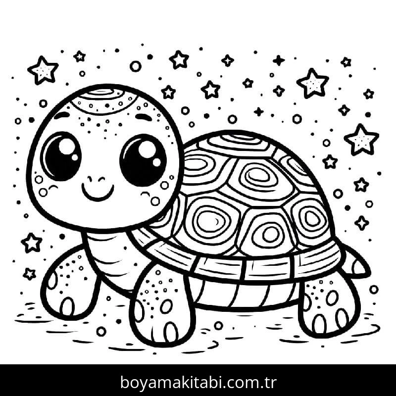 Kaplumbağa boyama sayfası – renkli çizimler, okul öncesi